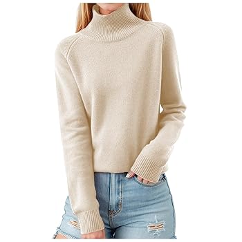 EX FINE LAMBS LOOSE HIGH NECK KNIT　Beige Heavy Knit Oversized Roll Neck Sweater – La Garçonne